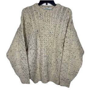 Aran Crafts Men's Wool Sweater Beige Fleck Size M Fisherman‎ Ireland